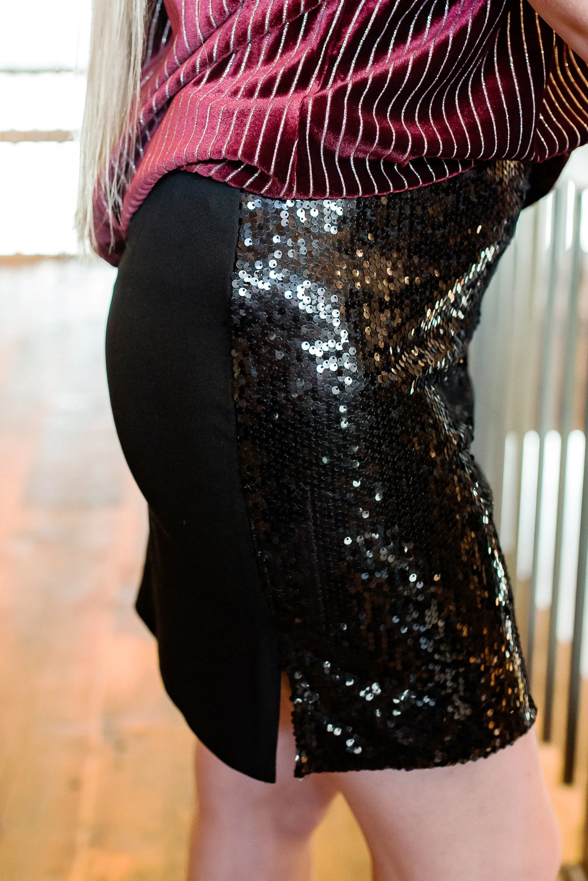 Big City Nights Skirt In Jet Black Sequins
