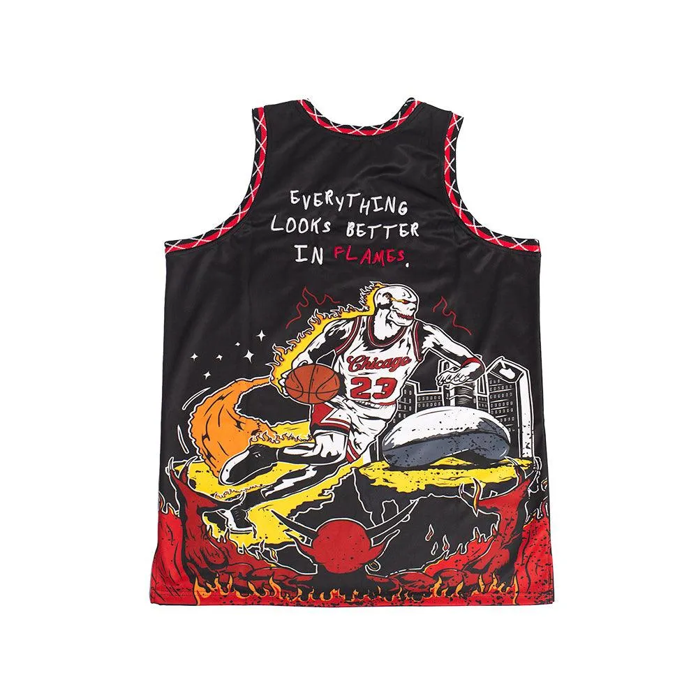 BRAND X CHICAGO IN FLAMES BASKETBALL JERSEY (BLACK)