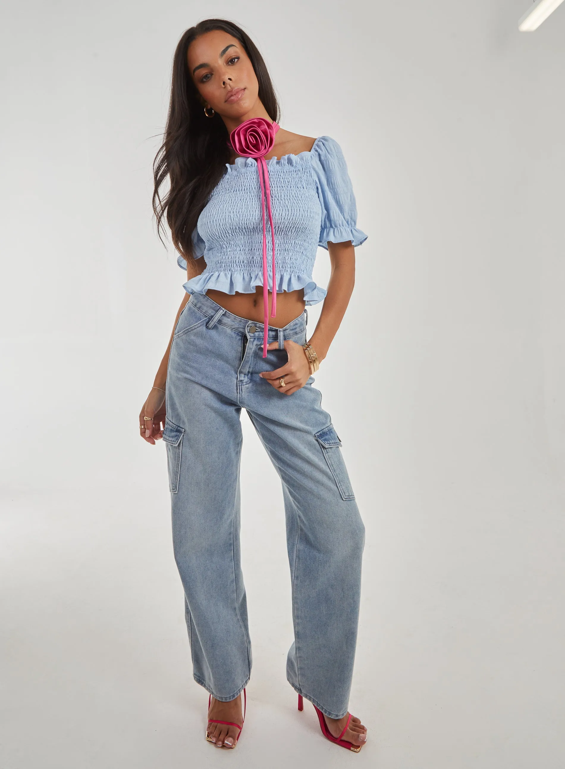 Puff Sleeve Tie Top