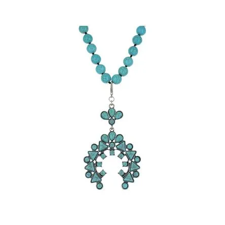 Turquoise Blue Squash Blossom Attitude Necklace